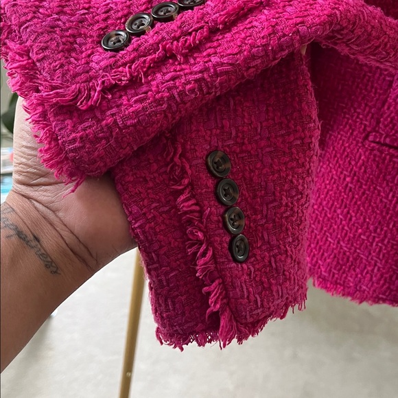 Ann Taylor Fuchsia Tweed Blazer size 00P - Picture 4 of 8